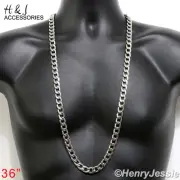 36"MEN's Stainless Steel WIDE 12mm Silver Classic Cuban Curb Link Chain Necklace