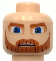 Lego New Light Nougat Minifigure Head Beard Large Blue Eyes Moustache Part