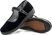 [AioTio] Women's Velvet Mary Jane Shoes Old Beijing Cloth Shoes Dance Shoes with Adjustable Tightness