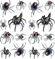 Oottati Halloween Shadow - 3D Assorted Black Widow Spider Temporary Tattoo (2 Sheets)