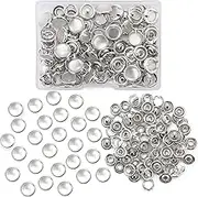 Pearl Snaps Fasteners Kit,10mm Clothes Ring for Western Shirts Clothes Prong Ring Snaps (White)