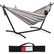Double Hanging Hammock Bed with Stand Outdoor Swing Hammocks Swing Chair Bed