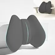 Gautio Back Support Pillow for Pain Relief, Lumbar Support Cushion with Adjustable Strap, Soft Memory Foam Lower Back Rest Cushion for Car Seat & Office Chair (Grey)