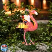 SETOLATER Garden gnome and Flamingo Solar Sculptures Statue Perfect Birthday