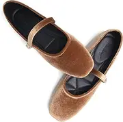 [WENJIAZHIZHI] Women's Ballet Flats Square Toe Comfortable Mary Jane Shoes Dressy Casual Slip-On Ballerina Working Flats Shoes