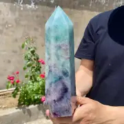 3.9lb Natural Rainbow Fluorite Obelisk Quartz Crystal Wand Tower Point Healing.