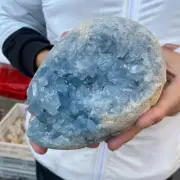 7lbLarge Natural Blue Celestite Crystal Geode Quartz Cluster Mineral Specimen