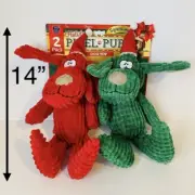 New! 2-Pack Christmas Holiday Fun Plush Squeaky Large Dog Toys Soft & Durable