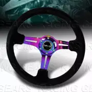 NRG RST-018S-MCBS 350MM BLACK SUEDE NEO CHROME SPOKE 3" DEEP DISH STEERING WHEEL