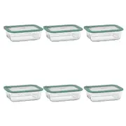 6PK Ecology Store Rectangle Clear Glass Food Storage Container 1050ml Eucalyptus