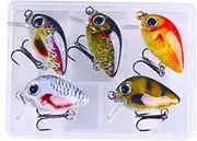 Fishing Lure Bait 5 Pcs Plastic Fishing Bait 1.5g Mini Crankbait Fishing Accessories Fishing Tackle Set Artificial Bait Fishing Tackle