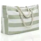 Zipper Shoulder Bags Striped Travel Bag Women Beach Tote Bag Women