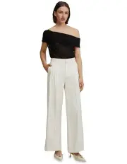 [Oxford] Nia Mesh Off-Shoulder Top in Black
