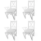 4 Pcs Pine Wood Dining Chairs Set Kitchen Dinner Chair Seat Home Furniture White