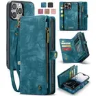 For iPhone 16 15 14 13 12 11 Pro Max 8 7 Leather Detachable Magnetic Wallet Case