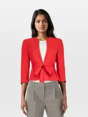 Red Flared Hem Blazer
