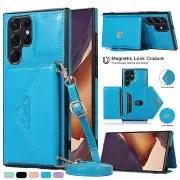 Leather Wallet Strap Case For Samsung Galaxy A72 A82 A52/71 A51 5G A32/12 A42/22
