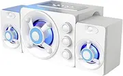 JSEIAJB 3D Stereo Speakers Colorful LED Wired Audio Home Theater Surround Sound Bar TV(White-Dinosaur Doodle4)