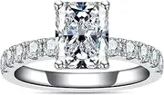 [Yeesoth] Moissanite Wedding Rings Radiant Cut Engagement Ring 3.6cttw(3CT Center Stone) D Color VVS1 White Gold Plated 925 Sterling Silver Promise Rings for Women with Certificate