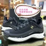 CHANEL 香奈兒 黑/白色麂皮拼帆布 CC 小香運動鞋休閒鞋 小白鞋 增高鞋 G35617