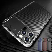 For iPhone 14 Pro Max 13 12 11 XR XS X 87 SE Slim Case Carbon Fiber Rubber Cover