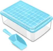 ARTLEO Ice Cube Tray with Lid and Bin for Freezer, Easy Release 1 Pack, Blue