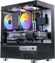Okinos Aqua 3, Micro ATX Case, MATX PC Case with 3 X 120mm ARGB Fan Pre-Installed, Panoramic View Tempered Glass Front & Side Panel, with Type C Port, Black