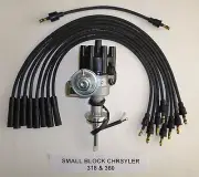 CHRYSLER 318 & 360 BLACK Small Female Cap HEI Distributor & 8mm Spark Plug Wires