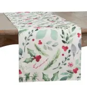 Sara B Collection Christmas Foliage and Candy Canes Table Runner, 16"x120", M...