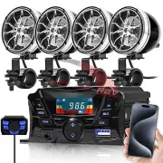 Bluetooth Motorcycle Stereo Speakers Audio Amplifier System USB FM ATV Golf Cart