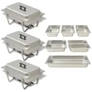 3 Piece Chafing Dish Set Stainless Steel Buffet Catering Food Warmer Party 50529