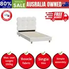 Bed Frame Single Tufted Bedhead Boucle Fabric White