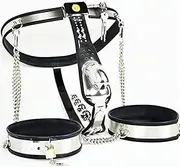 HCUDFN SM Invisible Male Chastity Belt Lock Anal Plug Pants Stainless Steel Chastity Device Sex Toys for Men Couples(Waist 82~88cm)