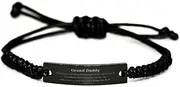 [Generic] Grand Daddy Black Rope Bracelet - Engraved Psalm 145:18-19 Inspirational Jewelry for Veterans Day, Christmas, and Birthday Gifts, Small, Silver Plated Zinc, Cubic Zirconia