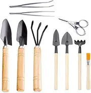 Yitaocity 10in1 Succulent Tools,Mini Garden Tools,Pruning Scissors as Plant Accessories, Plant Potted Flower Garden Tool with Wood Handle for Plant Care Transplant Flower Pot Cactus Care
