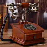 限時免運 仿古電話機歐式實木電話 復古電話機 時尚傢用古董 美式電話座 歐式仿古 轉盤插線電話 送禮佳品