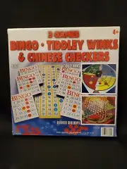 3 GAMES! Tiddly Winks - BINGO- CHINESE CHECKERS Board Game