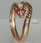 10k Rose Gold Natural Opal Ruby Womens Band Ring - Sizes 4 to 12