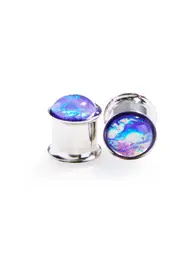 Purple Hologram Double Flare Plugs