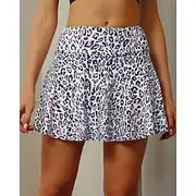 US Open Women's Tennis Skirts with Shorts High-Top Breathable Tennis Golf Pickleball Leopard Stripes Black Khaki Tennis Clothing