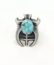 Kevin Yazzie Navajo Sterling Silver Naja Ring Rare Nevada Turquoise Tufa Cast
