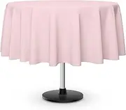 LIKAJON 6 Pack Round Disposable Pink Tablecloth, Pink Plastic Table Cloths for Parties Disposable, 84x84 in Waterproof Camping Tablecloth for Birthday Party Baby Shower Picnic School