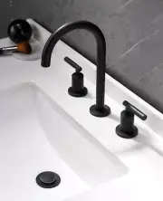 Matte Black Bathroom Faucet, Indare 360° Swivel Spout Two Handles Widespread ...