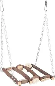 Bird Swing Toys with Wood Perch Parrot Swing Perch Stand Toy Parrots Hanging Swing Wooden Platform Chewing Stick Cage Accessories for Chinchilla Squirrels