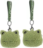[Ipetboom] 2Pcs Frogs Shape Coin Bags Portable Mini Coin Purse for Daily Use Lightweight Frog Head Keychain Wallet Cute Change Bag for School Shopping and Work