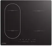 COVERCOOK 4 Zone Induction Hob, Electric Cooker 59cm, 7000W Built-in Cooktop with Bridge Zone, Touch Control,9 Power Levels,Child Safety Lock,220-240V