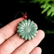 Pendant A Grade Bean Round Sunflower Certified Jade Green Jadeite Natural