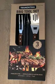 Tramotina 3-Piece BBQ Barbecue Grilling Set Slotted Spatula Grill Fork Tongs