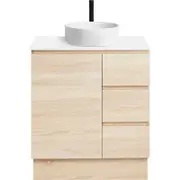 CIBO 750mm Coast Veneer Nordic Full Height Bathroom Vanity With White Countertop Basin
