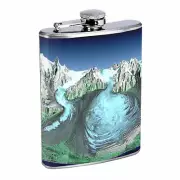 Alaska Images D9 Flask 8oz Stainless Steel Hip Drinking Whiskey Glaciers